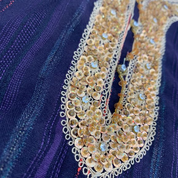 Modila Fashion Pakistani / Indian Dress Purple Gold Sequin Bead‎ Detail Small - Picture 7 of 13